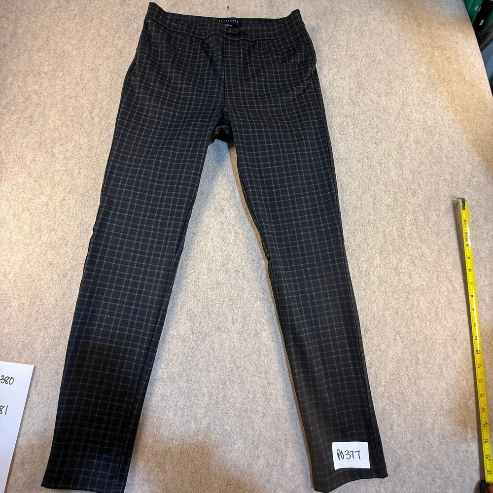 Sanctuary Womens Plaid Pull On Leggings Grey Black Grid Slim Fit Pants Size M